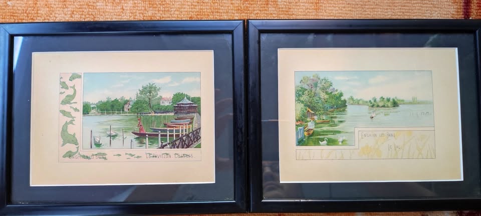 Set Tablouri Vintage - Litografii Color cu Vedere din Paris și Versailles - imagine 2
