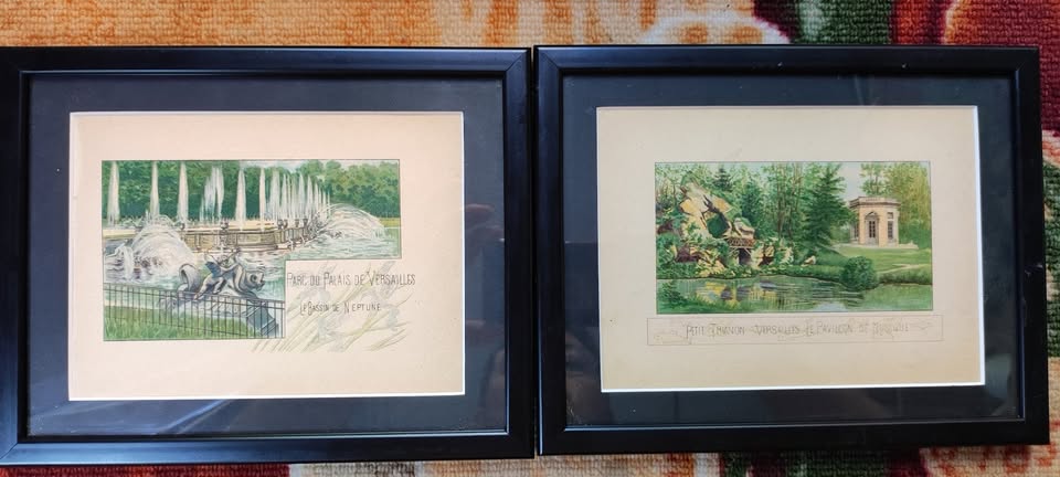 Set Tablouri Vintage - Litografii Color cu Vedere din Paris și Versailles - imagine 4