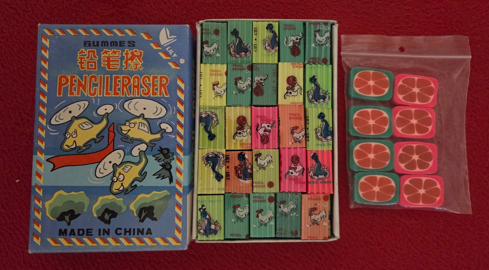 Radieră Vintage "Lily" & Modele Fructe – Anii '80/'90